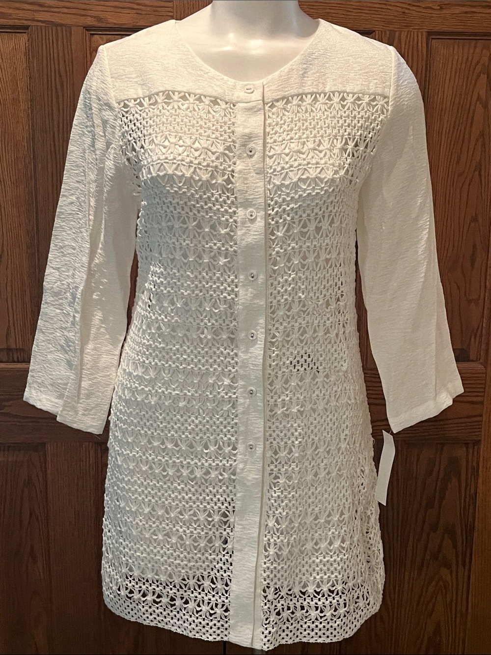 NWT Zoey stylish crocheted above-knee  jacket/tunic  8